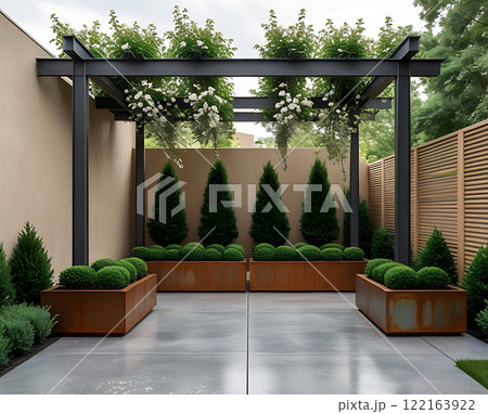 Modern Minimalist Garden. Modern Minimalist Garden. 122163922