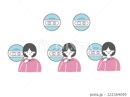 妊娠検査薬を確認する女性 122164095