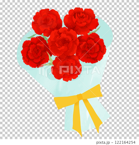 Watercolor style carnation bouquet line drawing illustration material 122164254