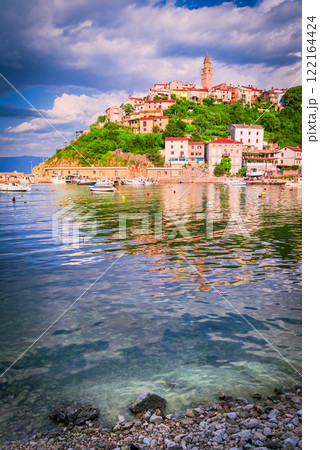 Vrbnik, Croatia. Beautiful Adriatic Sea landscape on Krk Island, Dalmatia. 122164424