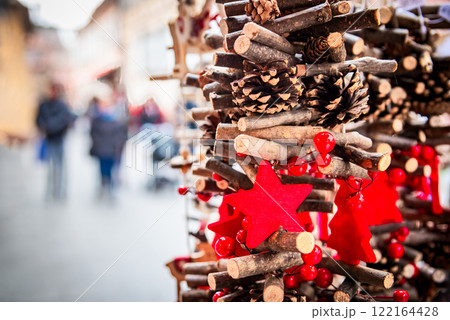Strasbourg, France. Marche de Noel decorations - Christmas Market in Alsace. 122164428