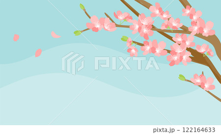 春の背景素材：青空と桜の爽やかなイメージ 122164633