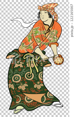 花下遊楽図-鼓 122165007