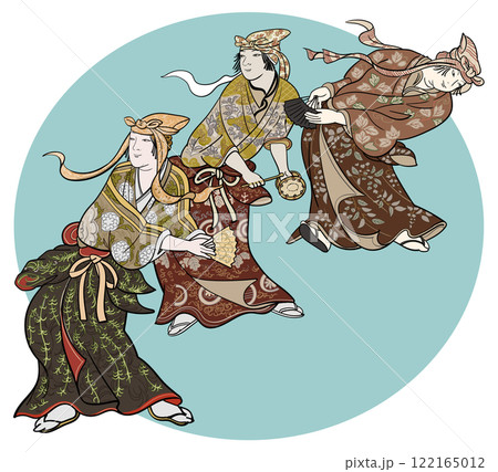 花下遊楽図3人 122165012