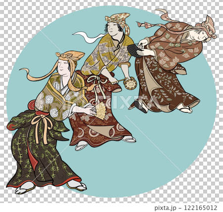 花下遊楽図3人 122165012