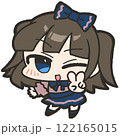 ウインクをしながらピースをしているかわいい地雷系の女の子のイラストです 122165015