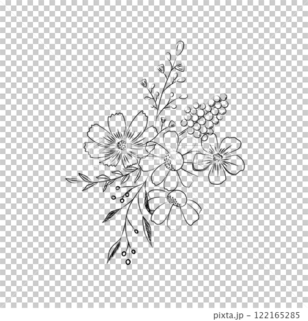 A lovely bouquet of line drawings 122165285