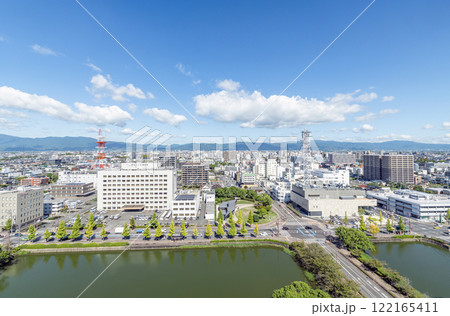 佐賀県佐賀市　佐賀県庁展望台から見る佐賀市の街並み（北方面） 122165411