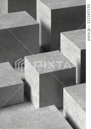 A concrete square podium suitable for various design uses. 122165539
