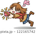 バレンタインでチョコを勢いよく渡す女の子 122165742