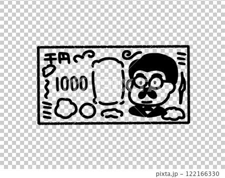 簡單觸摸新1000日圓鈔票線條圖 122166330