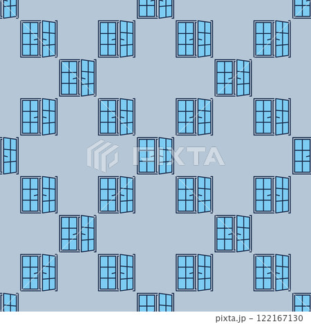 Opened Window vector blue modern seamless pattern 122167130