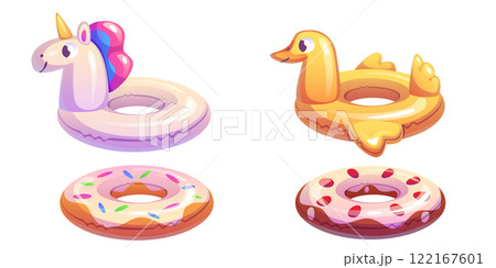 Inflatable rings set isolated on white 122167601