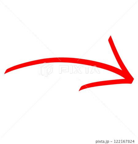 細いマーカーで書かれた赤色の曲線手描き矢印 122167824