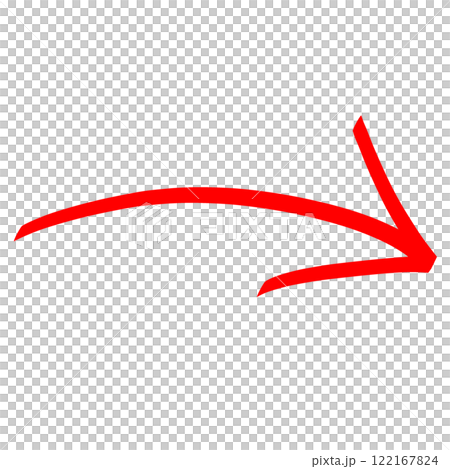細いマーカーで書かれた赤色の曲線手描き矢印 122167824