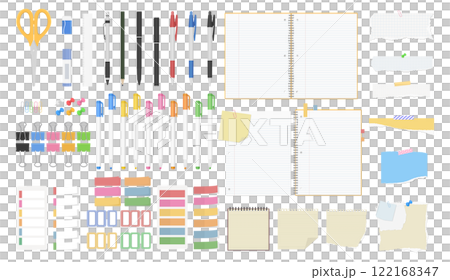 Stationery set, lined notebook, notepad, pen, writing implements 122168347