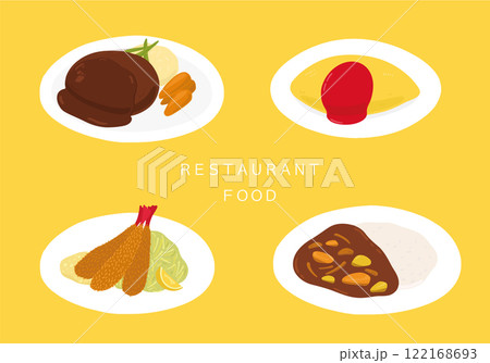 レストランメニューの食べ物のイラストセット 122168693