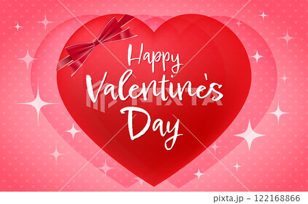 ハートにリボンのかかったキラキラのバレンタインデーのベクターギフトフレーム背景_プレゼントシーンなど 122168866