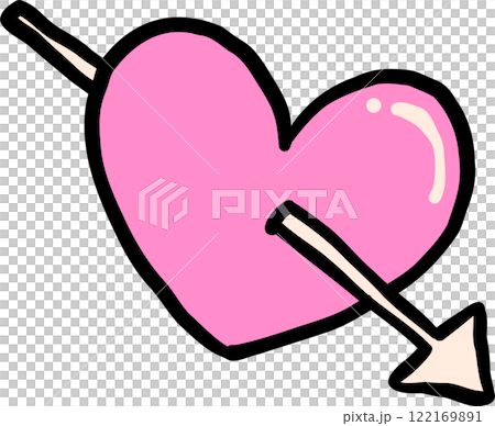 Valentine one Heart with arrow Hand Drawn Outline Valentine one Heart with arrow Hand Drawn Outline 122169891