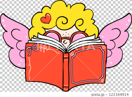 Valentine Bookish Cupid Reading Love Book Outline 122169914