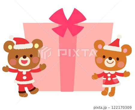 かわいいクマのサンタクロース　クリスマス　メッセージカード 122170309