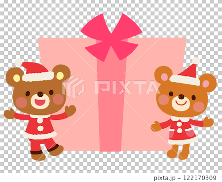 かわいいクマのサンタクロース　クリスマス　メッセージカード 122170309