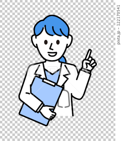 A female doctor in a white coat explaining A female doctor in a white coat explaining 122170541