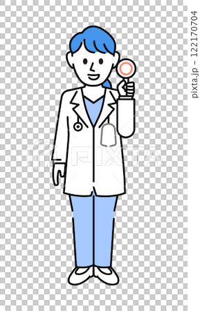 白衣を着た丸を出す女医 122170704