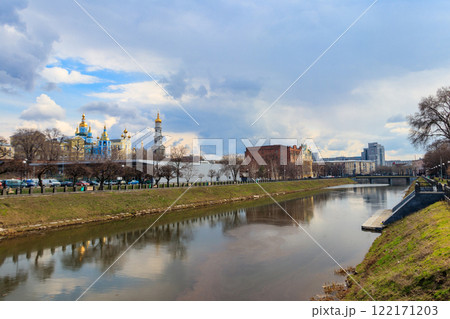 View of Intercession (Pokrovsky) Monastery and the Lopan river in Kharkov, Ukraine View of Intercession (Pokrovsky) Monastery and the Lopan river in Kharkov, Ukraine 122171203
