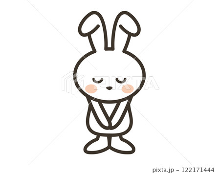 頭を下げて謝るかわいい白いうさぎさんのイラスト 頭を下げて謝るかわいい白いうさぎさんのイラスト 122171444