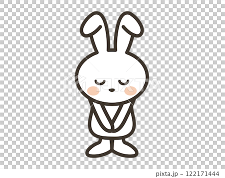 頭を下げて謝るかわいい白いうさぎさんのイラスト 頭を下げて謝るかわいい白いうさぎさんのイラスト 122171444