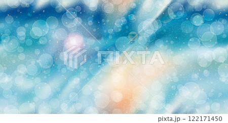 Brilliant blue blurred water as a seamless bg with overlay grainy texture and dazzling bokeh pattern 122171450