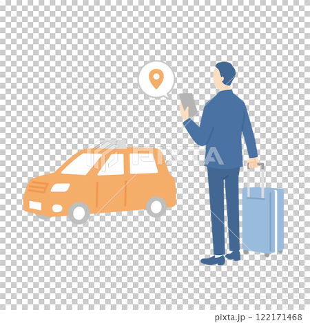 商人用智慧型手機叫計程車 商人用智慧型手機叫計程車 122171468