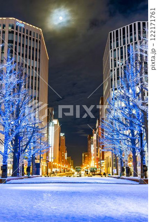 冬の札幌　北3条広場 (アカプラ)のイルミネーション　旧道庁（赤レンガ庁舎）前　 北海道札幌市 122171761