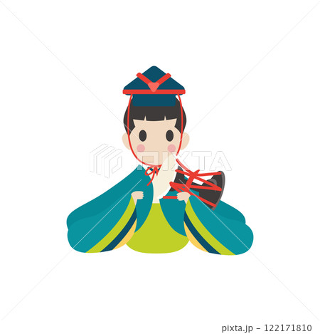 ひな人形_五人囃子_大鼓　ベクターイラスト 122171810