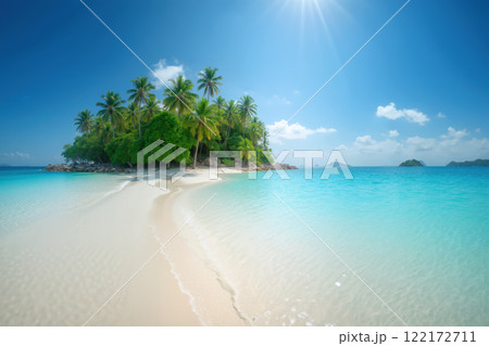 青い海と小さな島のイメージ　AI生成画像 122172711