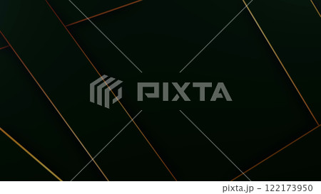 Golden luxury shiny lines on dark green elegant background. Modern business blank shapes screensaver. Minimal motion premium backdrop. Striped royal geometric luxurious design. 122173950