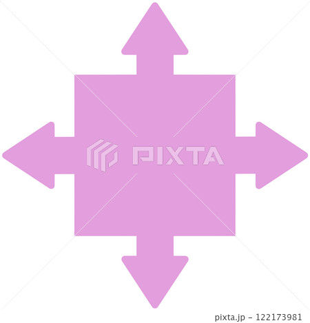 四方向矢印吹き出し2（ピンク・線画なし） 122173981