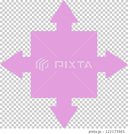 四方向矢印吹き出し2（ピンク・線画なし） 122173981