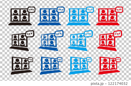 Remote meeting icon, set of 8 Remote meeting icon, set of 8 122174032