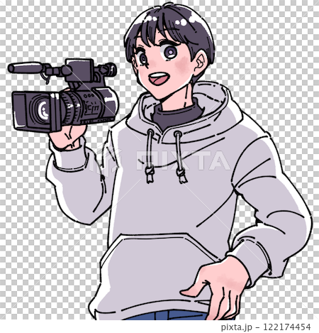 一個拿著相機的男人的插圖 122174454