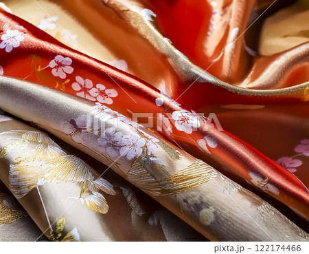 シルクの背景イメージ素材 和柄 カラフル シルクの背景イメージ素材 和柄 カラフル 122174466