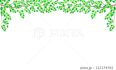 さわやかな新緑葉っぱの背景フレーム素材 122174703