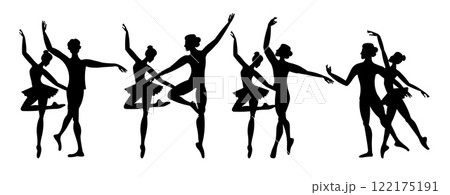 Vector people. Ballet couple. Ballet dancers icon. Dancing couple silhouette set. Cute ballet couple dancing ballet. Vector illustration isolated Vector people. Ballet couple. Ballet dancers icon. Dancing couple silhouette set. Cute ballet couple dancing ballet. Vector illustration isolated 122175191