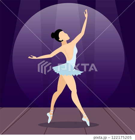 Vector people. Performance of ballet dancers. A ballerina dances ballet on stage. Vector Vector people. Performance of ballet dancers. A ballerina dances ballet on stage. Vector 122175205