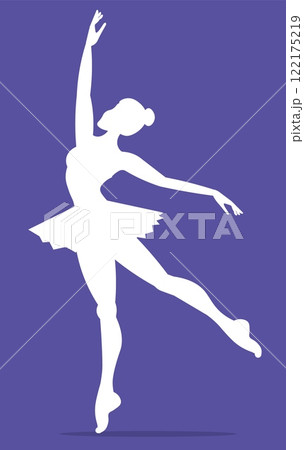 Vector people. Ballet dancers icon. White silhouette of a ballerina. A beautiful ballerina dances classical ballet. Vector illustration isolated 122175219