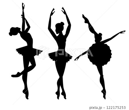 Vector people. Ballet dancers icon. Silhouette of a ballerina. The ballerina is dancing. Vector illustration isolated Vector people. Ballet dancers icon. Silhouette of a ballerina. The ballerina is dancing. Vector illustration isolated 122175253
