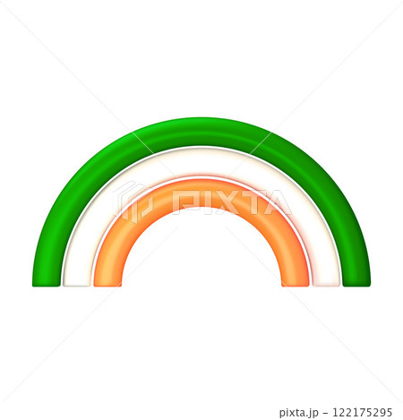 3D Rainbow in colors of Irish flag. Decorative element for St. Patricks Day. Vector 3D realistic illustration isolated on white background. 122175295