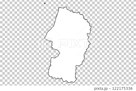 リアルな山形の地図（線画） 122175336