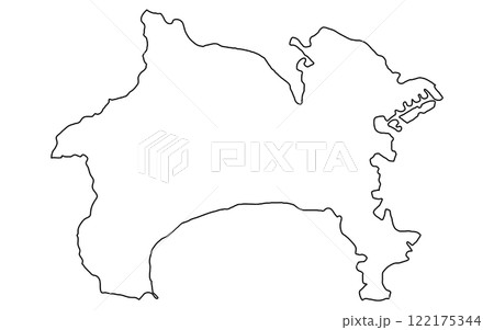 リアルな神奈川の地図（線画） 122175344